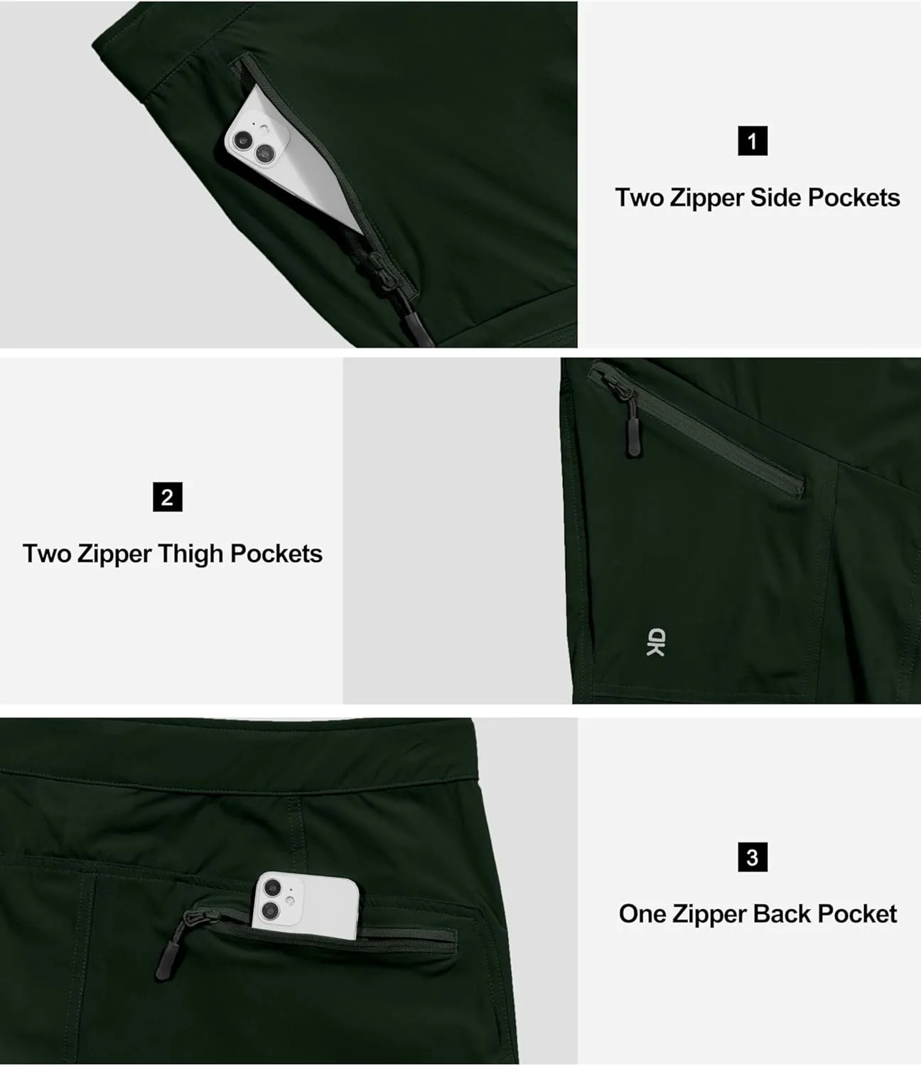 Little Donkey Andy Men's UPF 50 Lightweight Quick Dry Hiking Pants with Zipper Pockets for Outdoor Travel