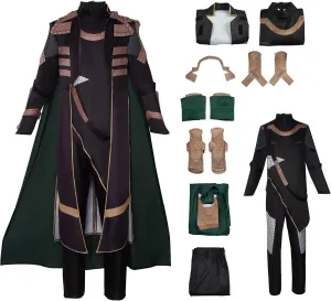 Loki Cosplay Top Jacket Robe Pants Battle Uniform Greeen Loki Costume Cape Cloak Halloween Outfits