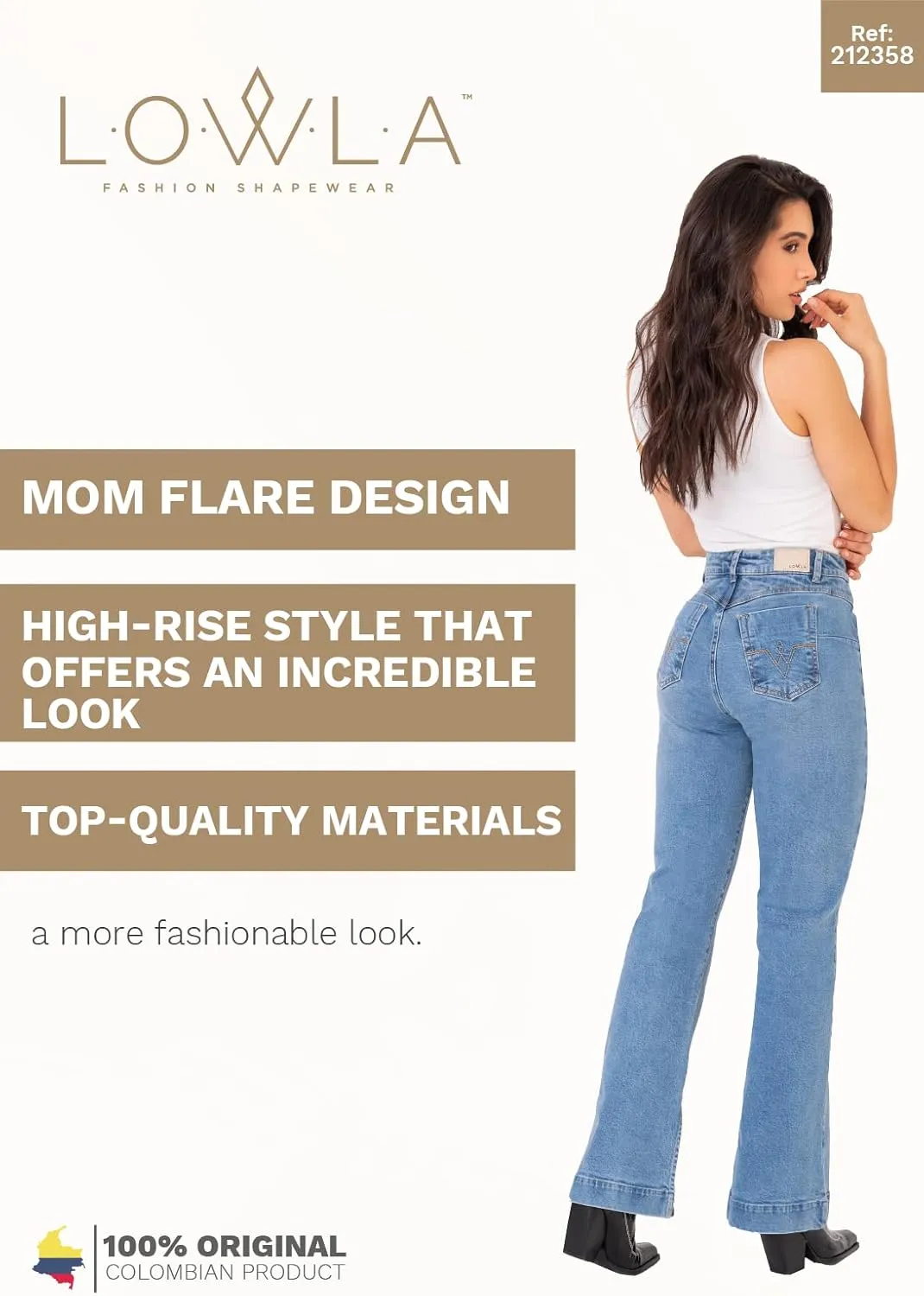 LOWLA Colombian Butt Lift Jeans for Women Pantalones Colombianos Levanta Cola