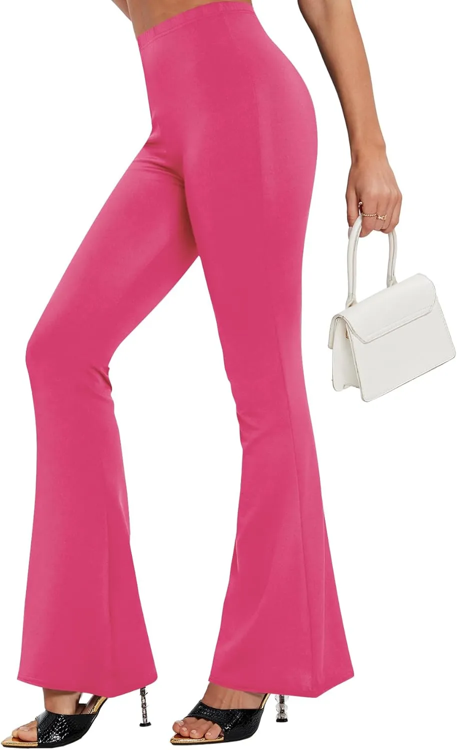 LYANER Women's Bell Bottom Pants Flare Wide Leg Stretch High Waist Work Office Trousers