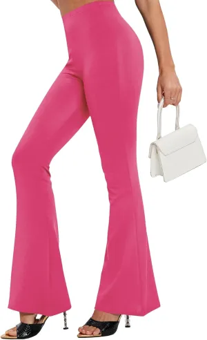 LYANER Women's Bell Bottom Pants Flare Wide Leg Stretch High Waist Work Office Trousers