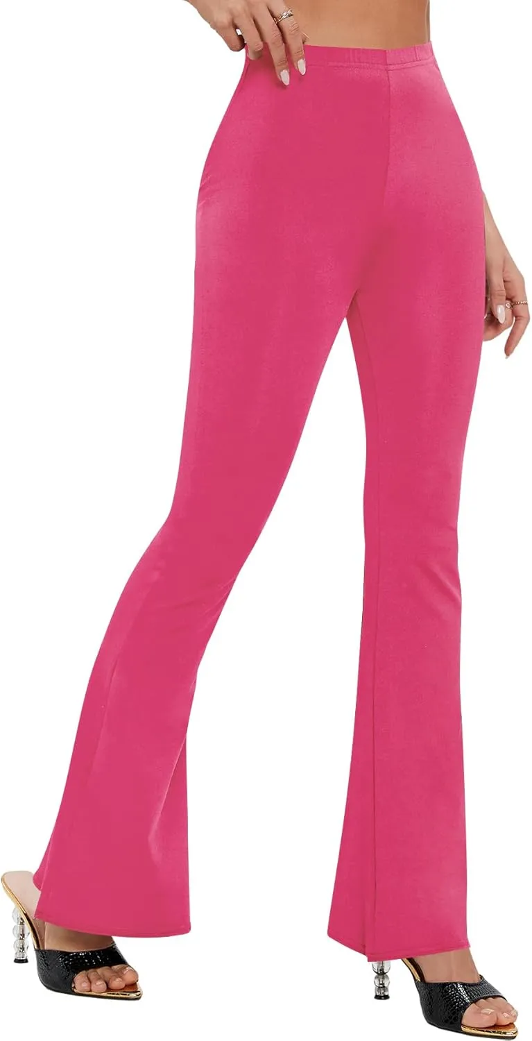 LYANER Women's Bell Bottom Pants Flare Wide Leg Stretch High Waist Work Office Trousers