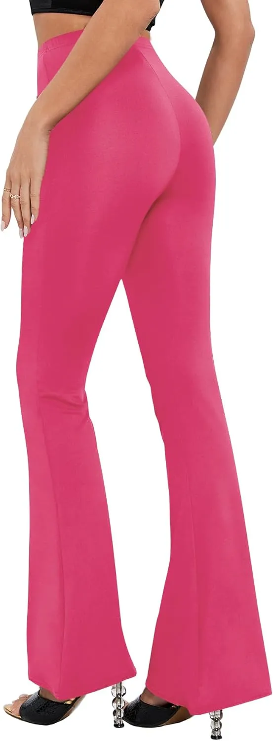 LYANER Women's Bell Bottom Pants Flare Wide Leg Stretch High Waist Work Office Trousers