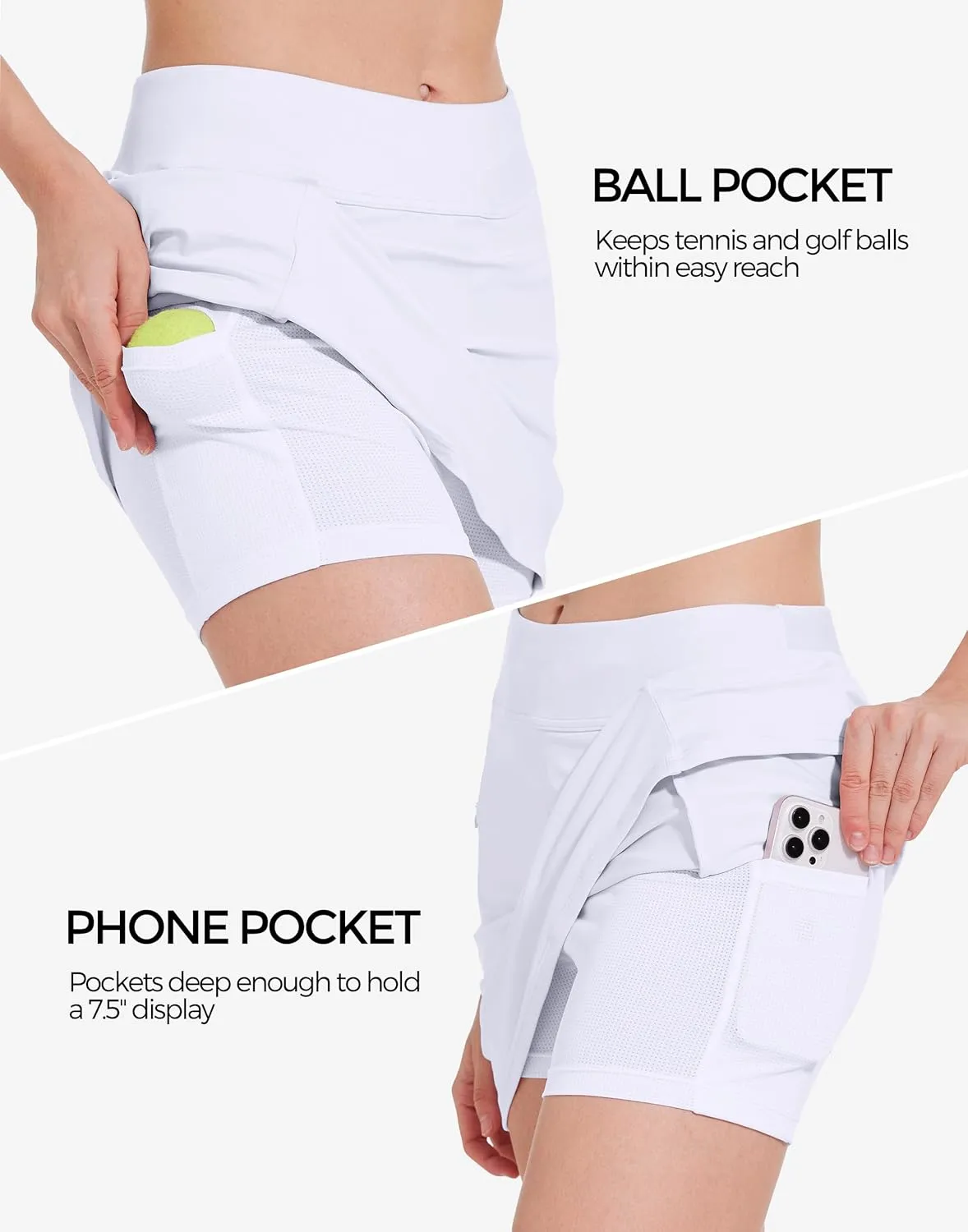 M MOTEEPI Tennis Skirts for Women High Waisted Golf Skort Skirt with Pockets 16" Tummy Control Skorts for Woman Dressy Casual