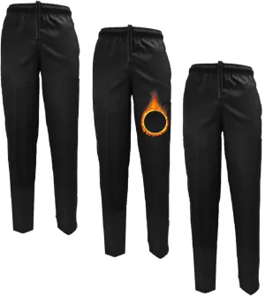 M&M SCRUBS Classic 6 Pocket Black Chef Pants with Multi-Pack Quantities Available