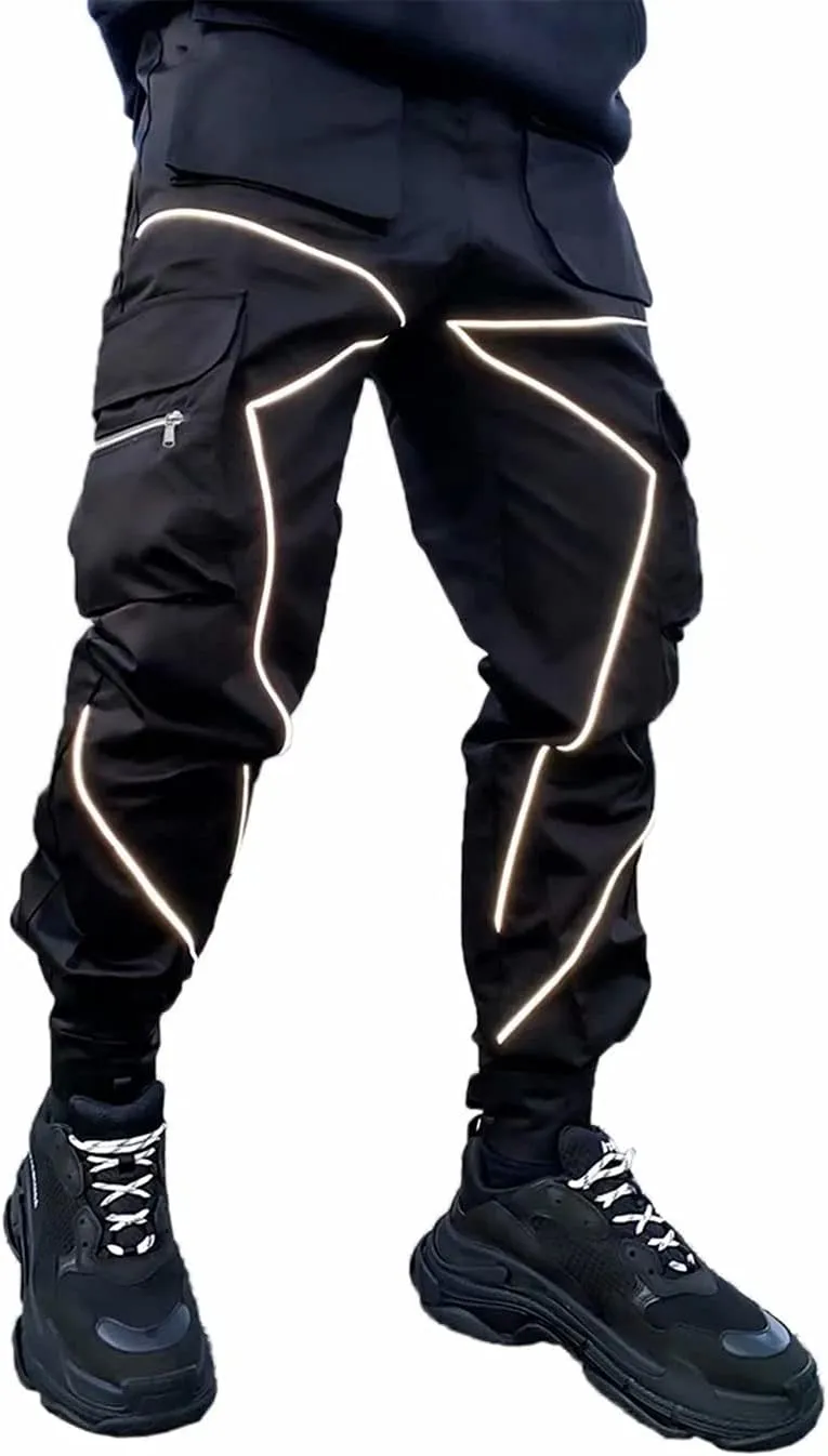 Mens Cargo Pants Hip Hop Techwear Harem Pant Jogger Sweatpants with Pockets Jogging Punk
