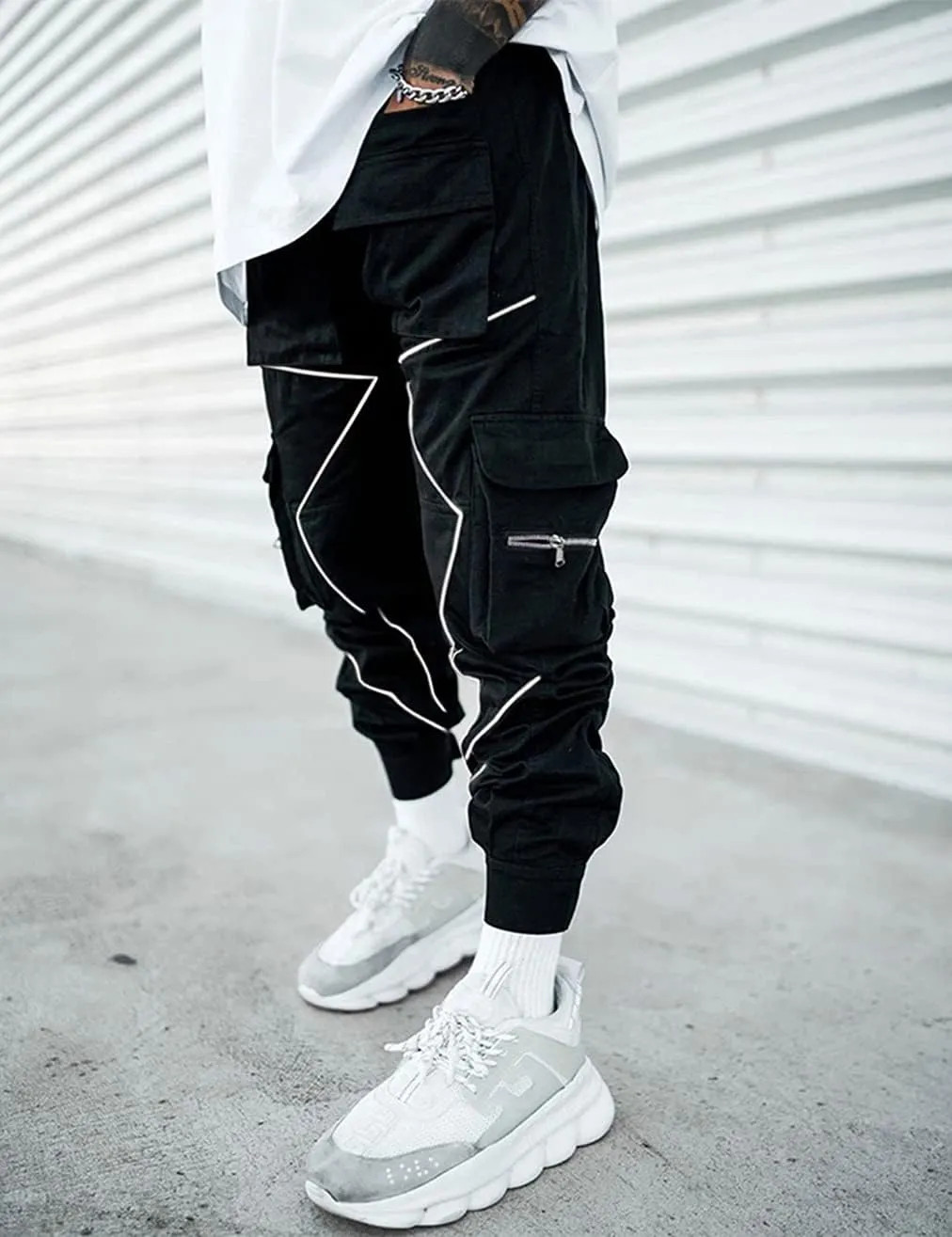 Mens Cargo Pants Hip Hop Techwear Harem Pant Jogger Sweatpants with Pockets Jogging Punk