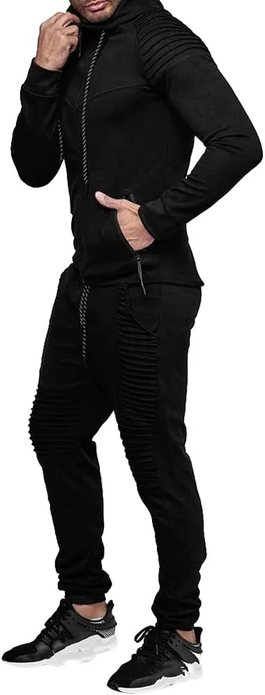 Men's Casual Tracksuit Full Zip Hoodie Sweatsuit Jogging Sports Athletic Sweat Suits