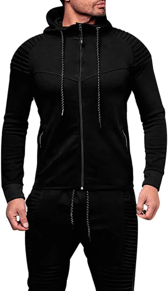 Men's Casual Tracksuit Full Zip Hoodie Sweatsuit Jogging Sports Athletic Sweat Suits
