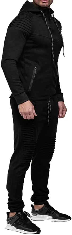 Men's Casual Tracksuit Full Zip Hoodie Sweatsuit Jogging Sports Athletic Sweat Suits