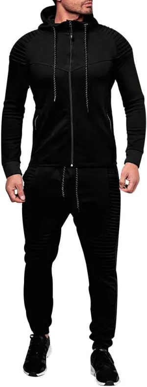 Men's Casual Tracksuit Full Zip Hoodie Sweatsuit Jogging Sports Athletic Sweat Suits