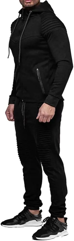 Men's Casual Tracksuit Full Zip Hoodie Sweatsuit Jogging Sports Athletic Sweat Suits