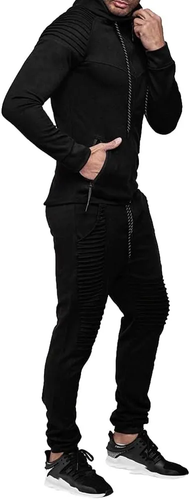 Men's Casual Tracksuit Full Zip Hoodie Sweatsuit Jogging Sports Athletic Sweat Suits