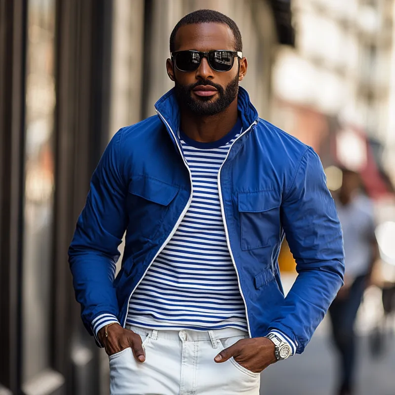 Men’s Fashion Casual Windproof Lapel Multi-Pocket Jacket 47064866Y