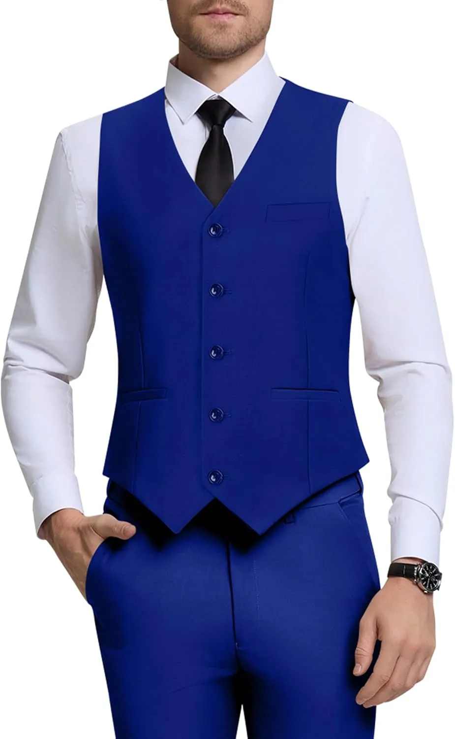 Mens Suits Slim Fit 2 Pieces Royal Blue Suit for Men Formal Suit Vest and Pants Set for Wedding Business Grooms Tuxedos XS