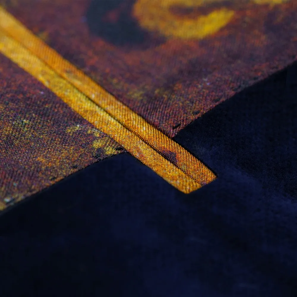 Navy Blue Double-Breasted Velvet Smoking Jacket