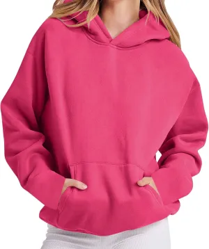 Oversized Hoodie For Womens Solid Color Sweatshirts Long Sleeve Fleece Pullover with Pocket Trendy Fall Outfits