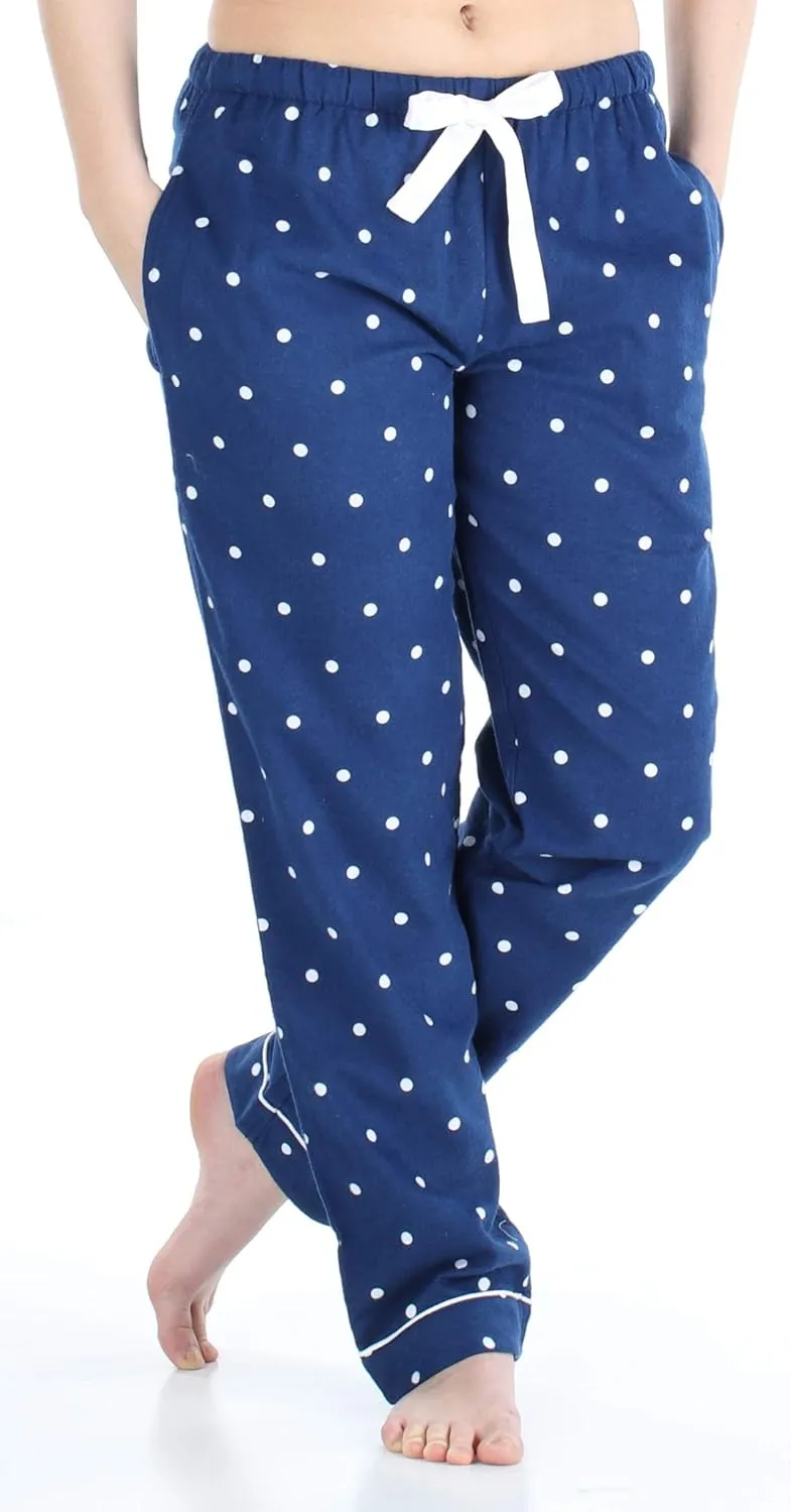 PajamaMania Women's Cotton Flannel Pajama PJ Pants with Pockets