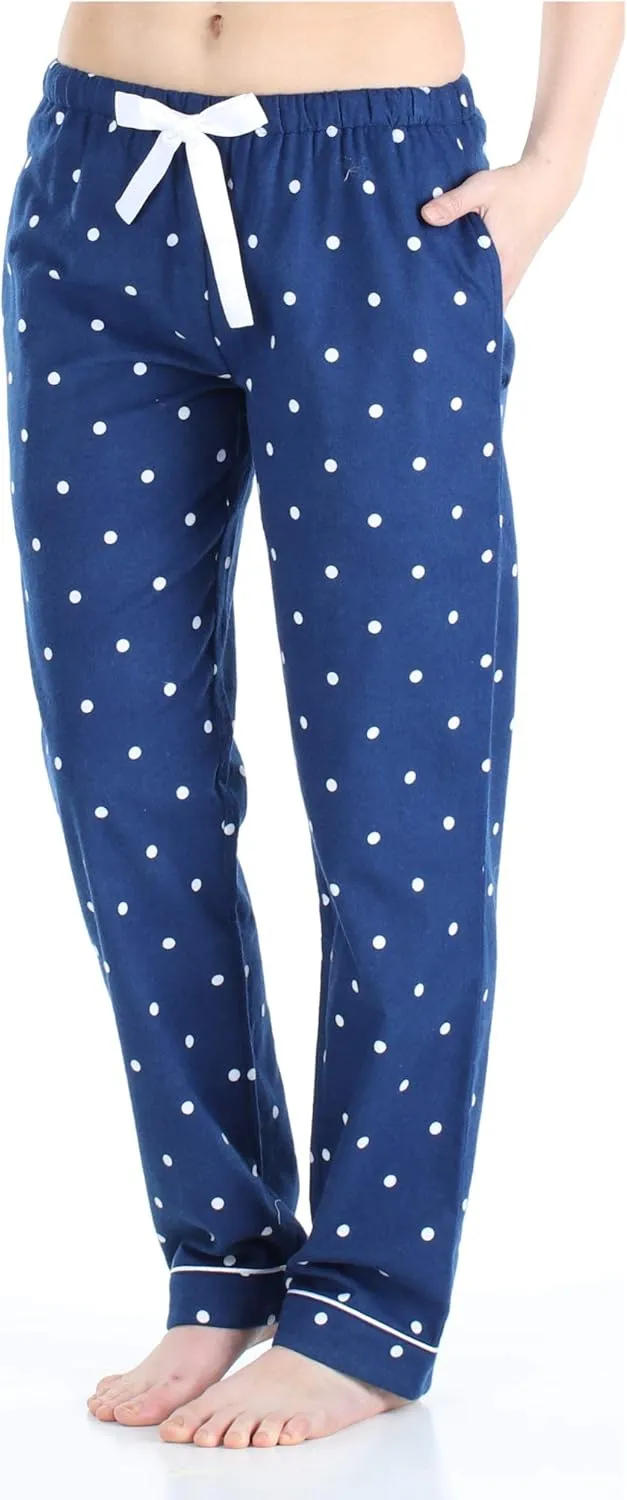 PajamaMania Women's Cotton Flannel Pajama PJ Pants with Pockets