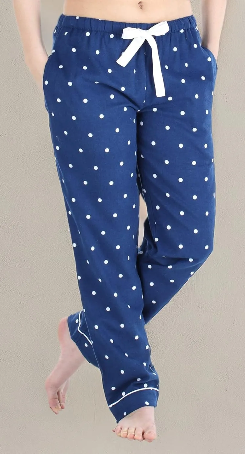 PajamaMania Women's Cotton Flannel Pajama PJ Pants with Pockets