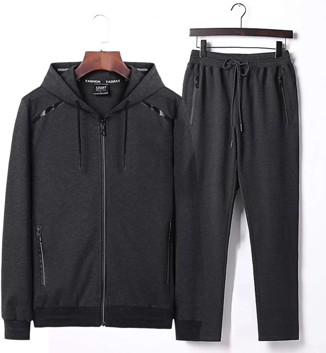 PRIJOUHE Men's Tracksuit Hooded Fitness Sport Suits Gym Hoodie 2 Piece Hoodies Joggers Sweatpants Sets Gym Jogging Tracksuits