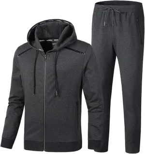 PRIJOUHE Men's Tracksuit Hooded Fitness Sport Suits Gym Hoodie 2 Piece Hoodies Joggers Sweatpants Sets Gym Jogging Tracksuits