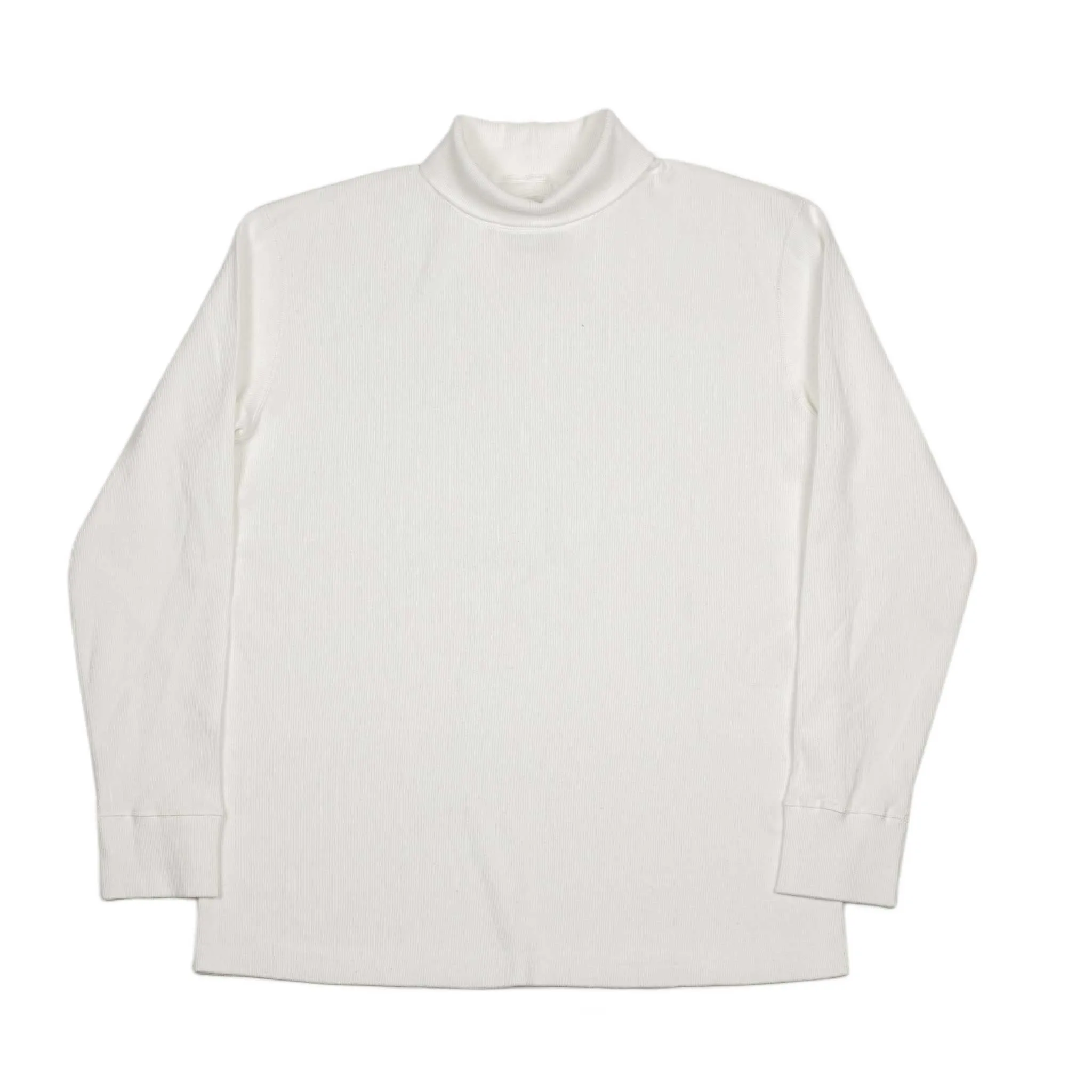 Rollneck t-shirt in white ribbed cotton jersey