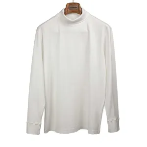 Rollneck t-shirt in white ribbed cotton jersey