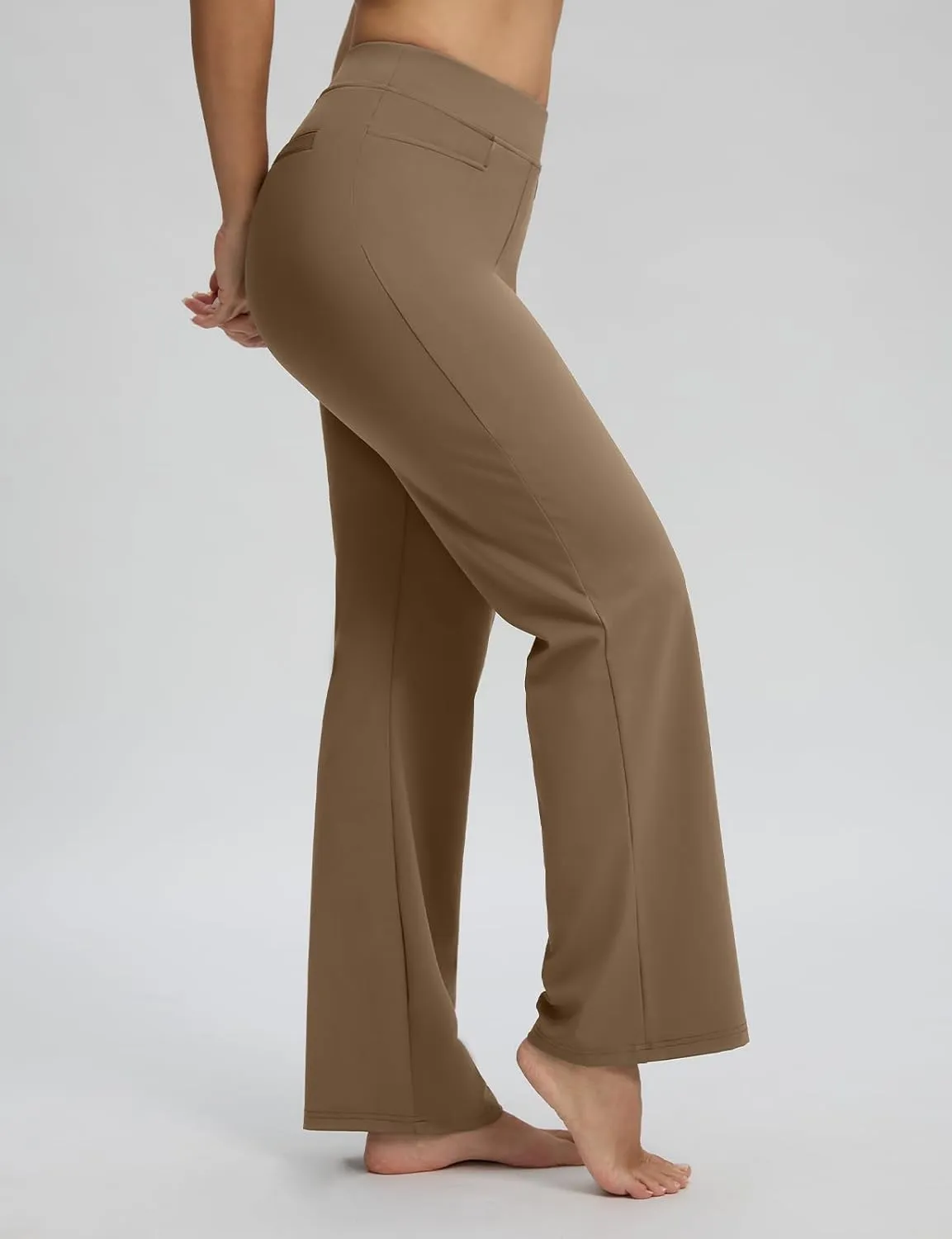 Seamaid Womens 30" Wide Leg Yoga Pants with Pockets High Waisted Stretch Casual Dress Pants