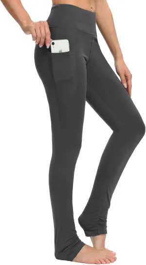SEVEGO Women's Extra Long Yoga Leggings with Pockets Over The Heel Stacked Legging Barre Dance Athletic Pants