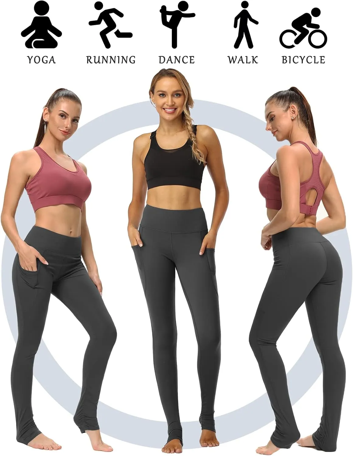 SEVEGO Women's Extra Long Yoga Leggings with Pockets Over The Heel Stacked Legging Barre Dance Athletic Pants