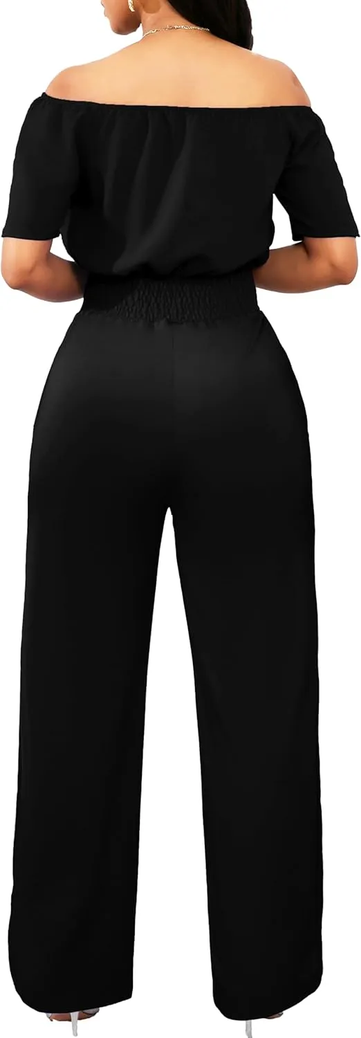 Sexy Jumpsuits for Women Elegant Off The Shoulder Business Long Straight Pants Party Jumpsuit
