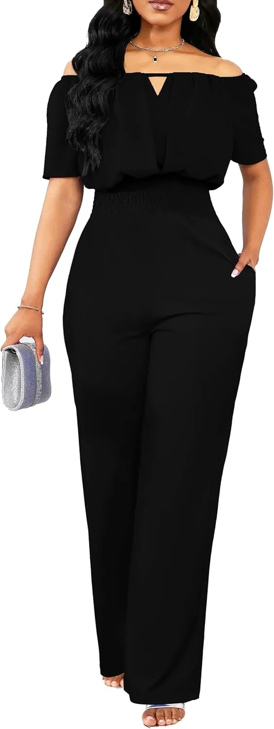 Sexy Jumpsuits for Women Elegant Off The Shoulder Business Long Straight Pants Party Jumpsuit
