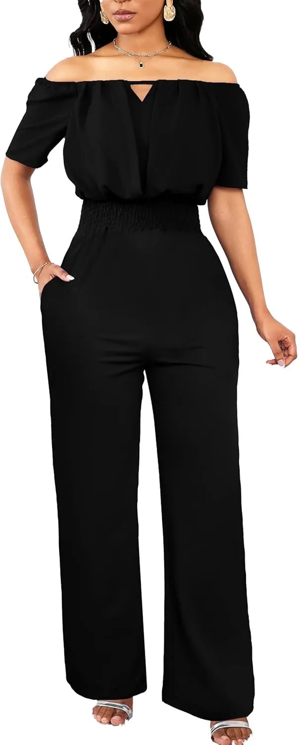Sexy Jumpsuits for Women Elegant Off The Shoulder Business Long Straight Pants Party Jumpsuit