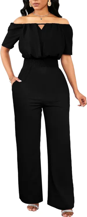 Sexy Jumpsuits for Women Elegant Off The Shoulder Business Long Straight Pants Party Jumpsuit