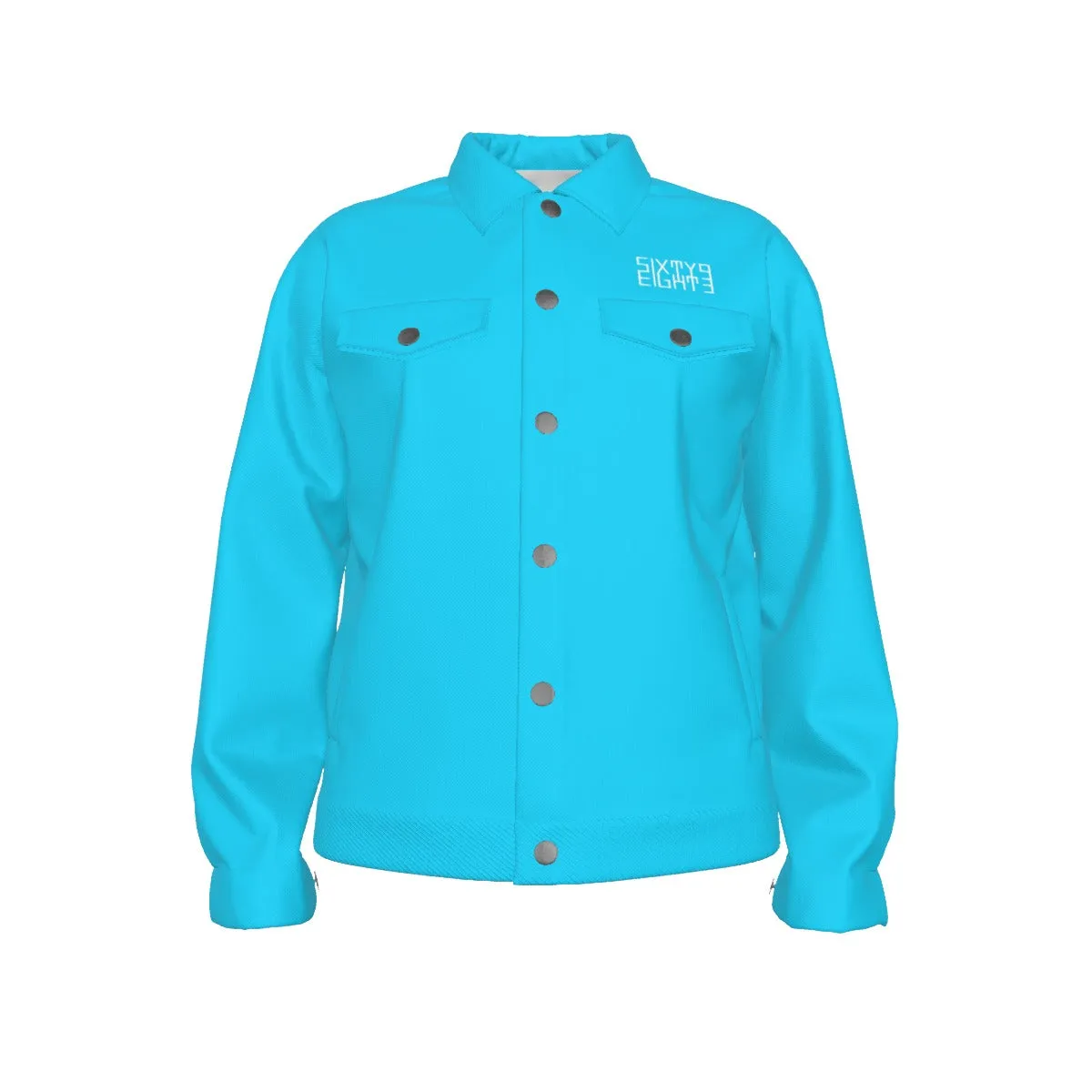 Sixty Eight 93 Logo White Aqua Blue Unisex Lapel Jacket