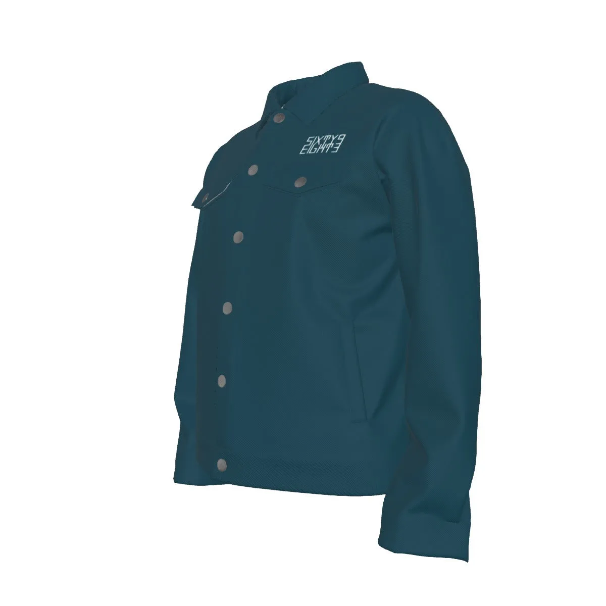 Sixty Eight 93 Logo White Dark Teal Unisex Lapel Jacket