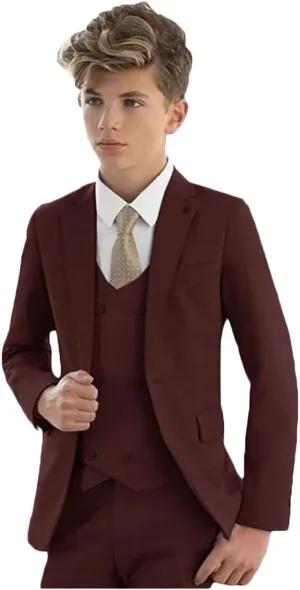 Slim Fit Suit for Boys Peak Lapel Boys Formal Suit Set Blazer Vest Pants Boys Party Suit Wedding Tuxedos