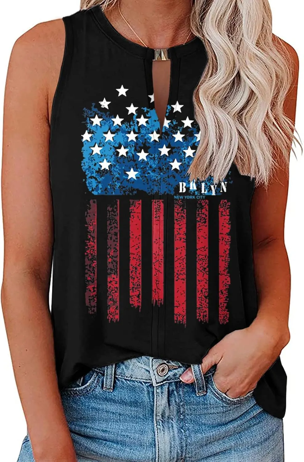 Soesdemo Tank Top for Women Keyhole V Neck Sleeveless Summer Casual Loose Fit Business Cute Floral Basic Shirt Blouse