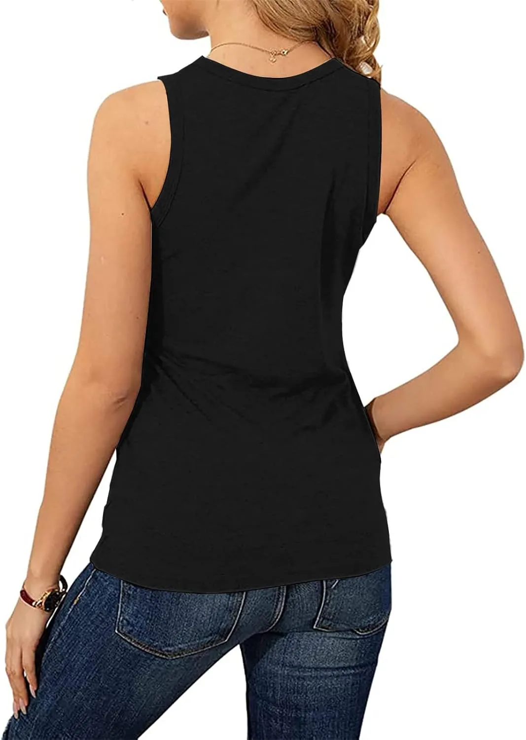 Soesdemo Tank Top for Women Keyhole V Neck Sleeveless Summer Casual Loose Fit Business Cute Floral Basic Shirt Blouse