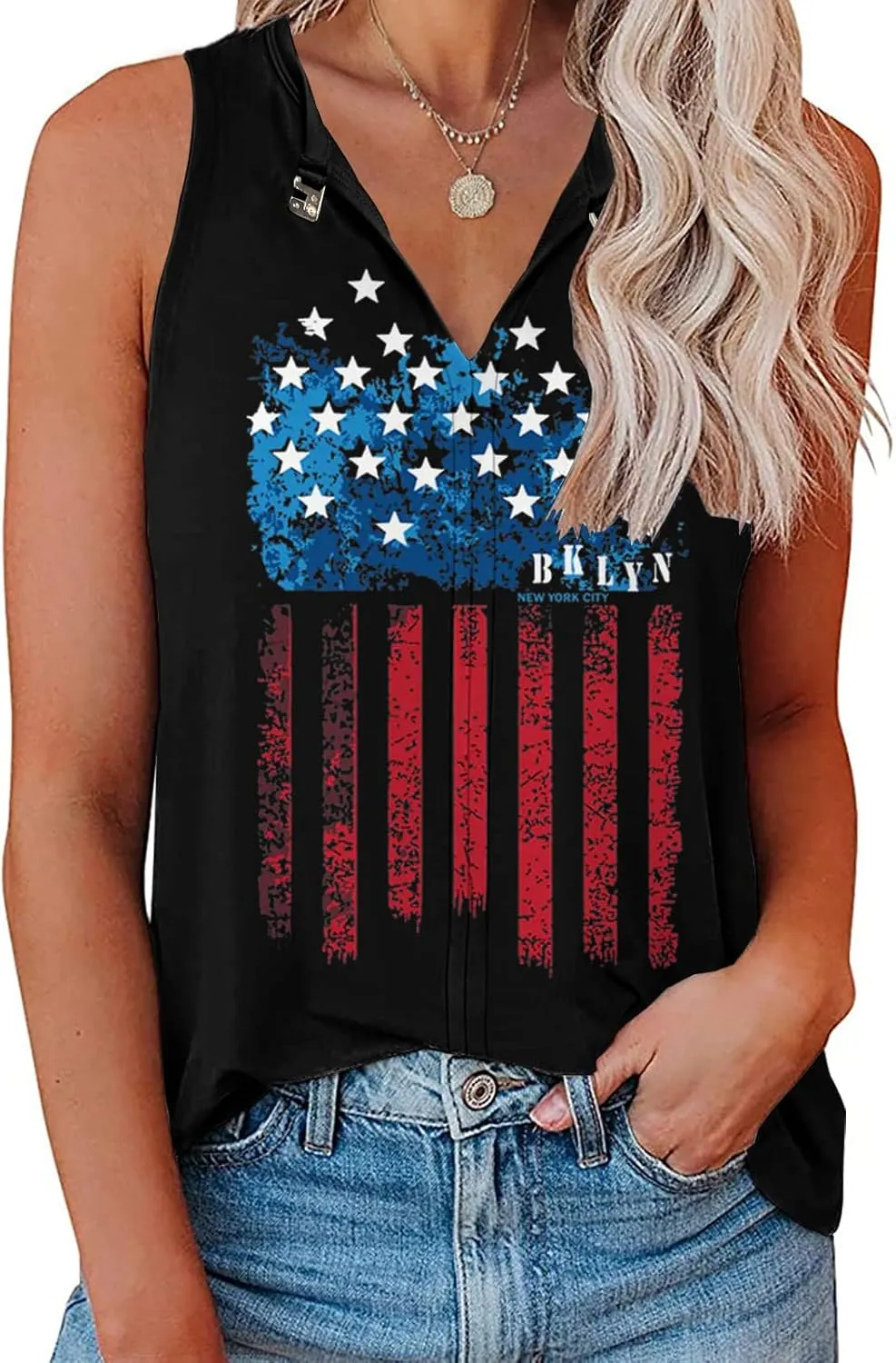 Soesdemo Tank Top for Women Keyhole V Neck Sleeveless Summer Casual Loose Fit Business Cute Floral Basic Shirt Blouse