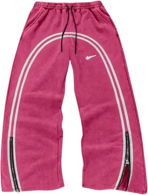 SOLY HUX Men's Side Striped Sweatpants Drawstring Waist Zipper Baggy Wide Leg Pants Streetwear