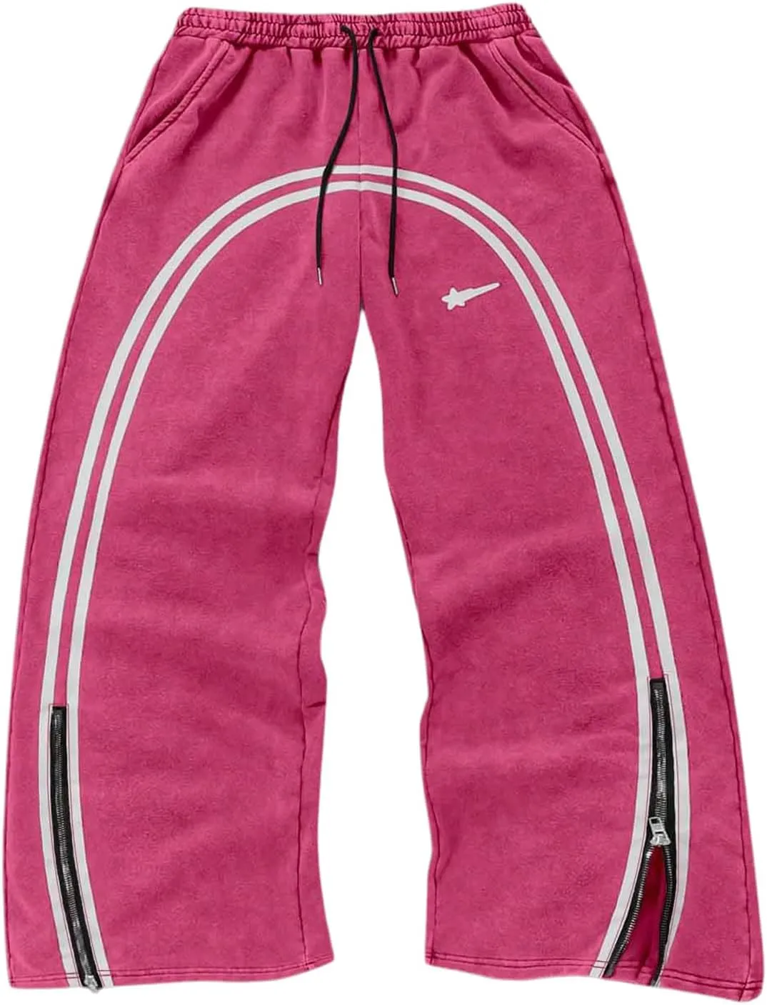 SOLY HUX Men's Side Striped Sweatpants Drawstring Waist Zipper Baggy Wide Leg Pants Streetwear