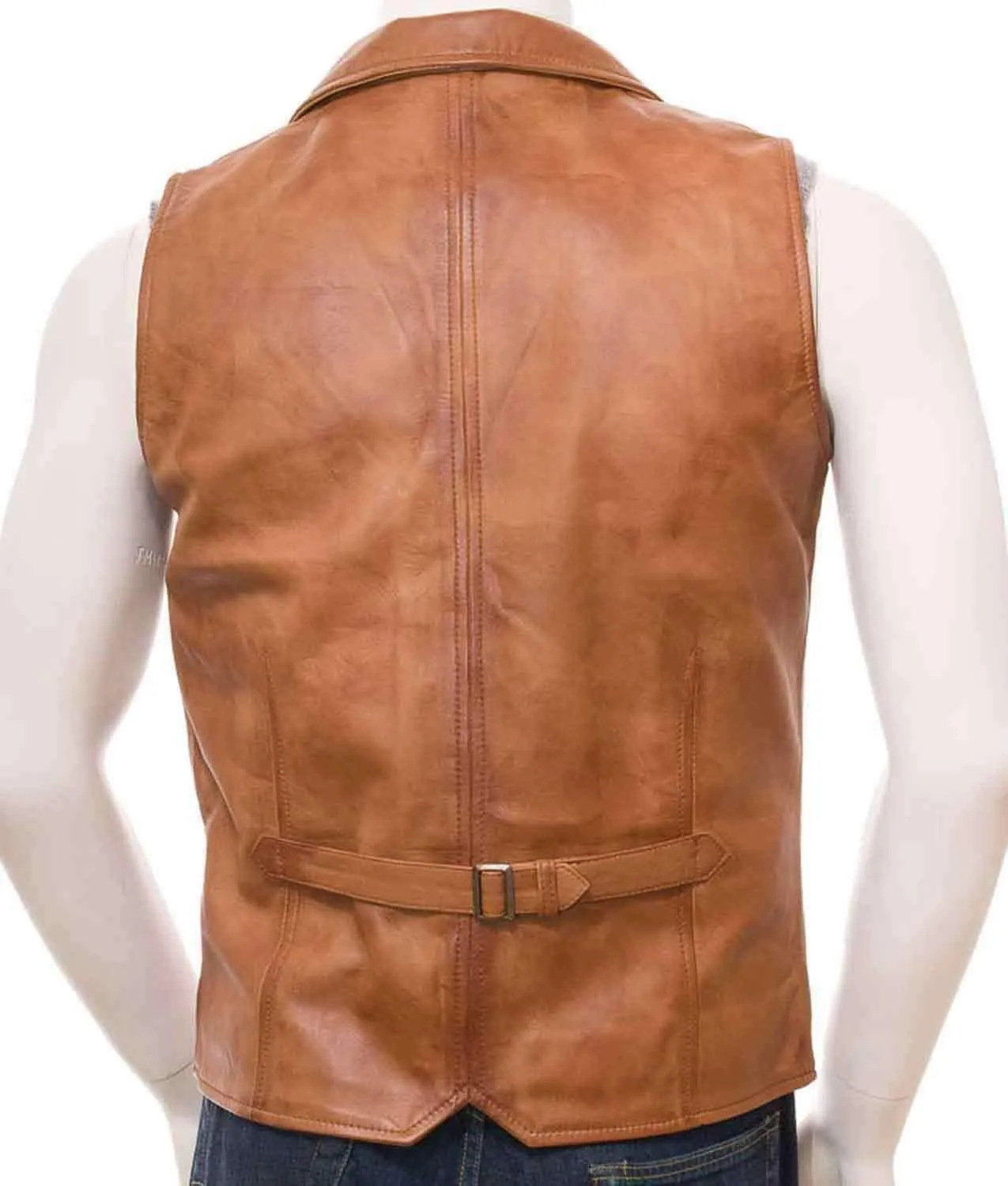 Spine Spark Men's Horse Riding Fashion Tan Brown Leather Vest