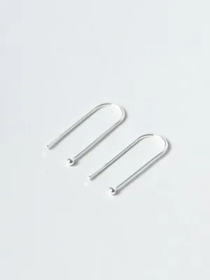 Sterling Silver Thread Through Earrings with Tiny Sphere