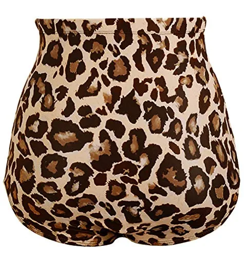 Stylish High Waisted Swim Bottom For Women-Leopard