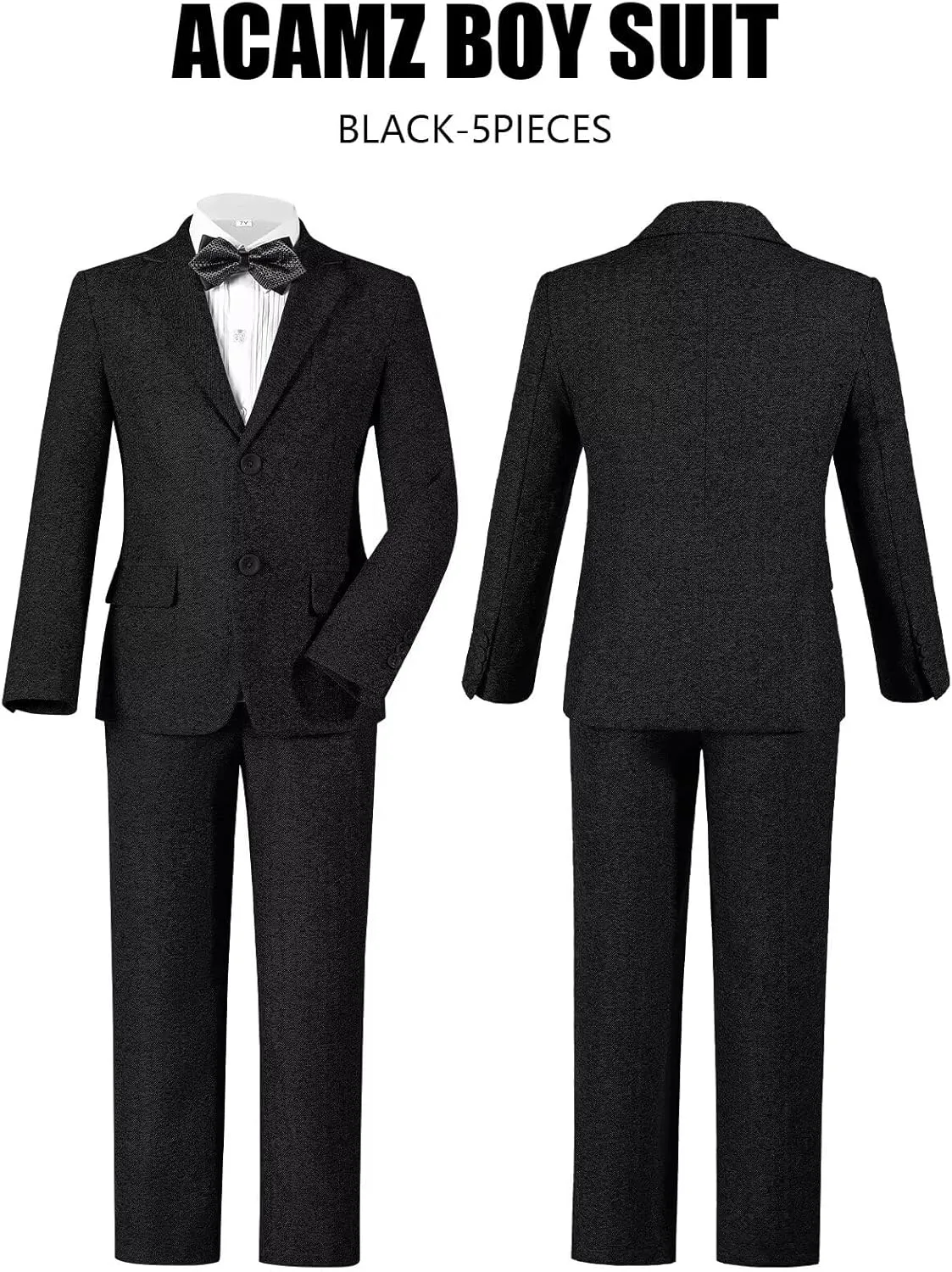 Suits for Boys Tweed Herringbone 5 Piece Toddler Kids Wedding Outfit Teen Boy Blazer Vest Pant Suit Tuxedo Set with Shirt Tie