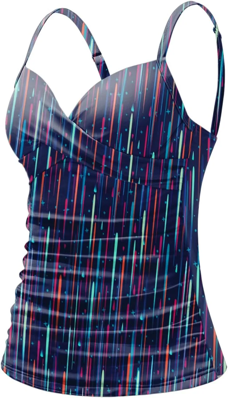 Tempt Me Womens Underwire Tankini Top Tummy Control Swim Tops Only Twist Front Push Up Bathing Suit No Bottom 2025