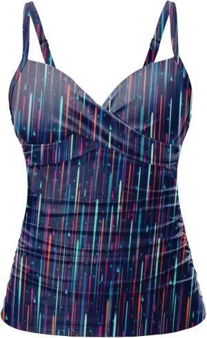 Tempt Me Womens Underwire Tankini Top Tummy Control Swim Tops Only Twist Front Push Up Bathing Suit No Bottom 2025