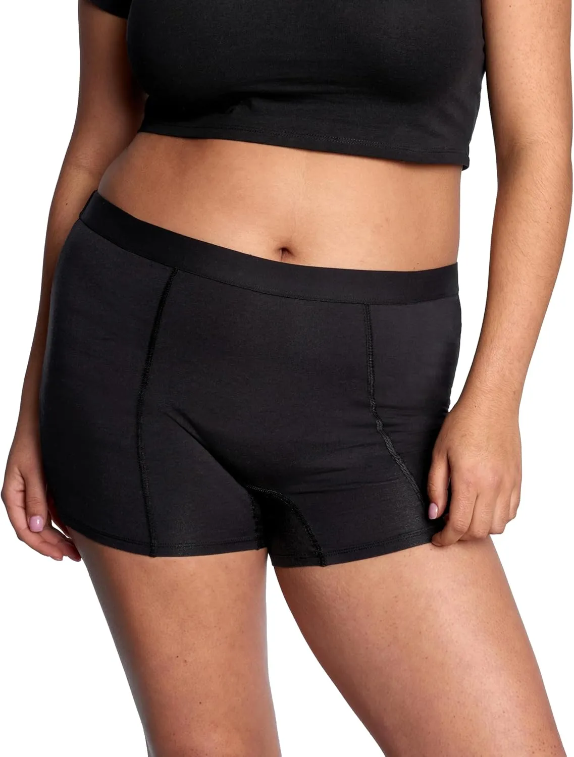 Thinx Ultra-Soft Period Underwear, Overnight Boy-Shorts Leakproof, Holds Up to 12 Regular Tampons*, FSA HSA Approved Period Underwear for Women, Reusable & Controls Odor, Black, M